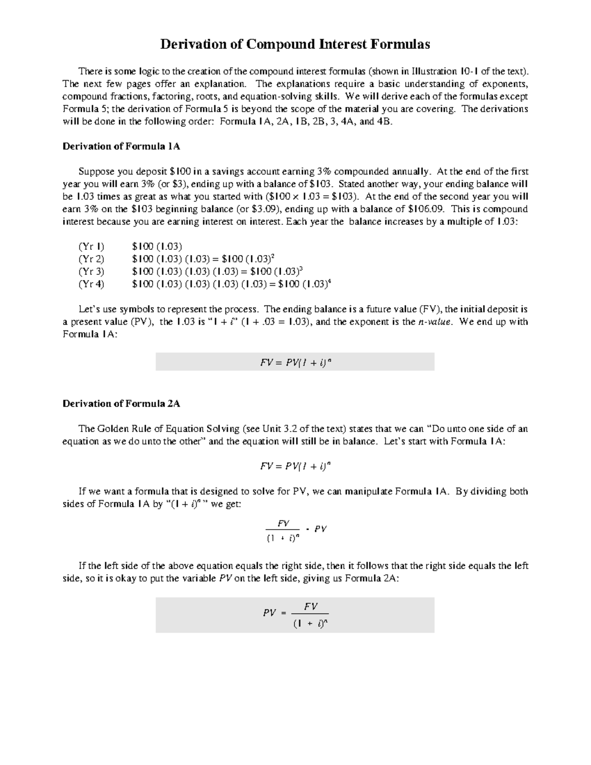 Derivation of Compound Interest Formulas (Finance 4Ed) - Studocu