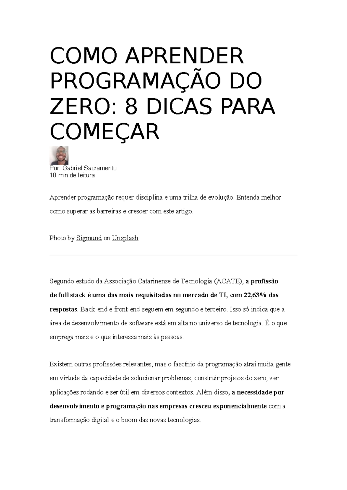 Dicas Práticas para Aprender Programação do Zero: Guia Completo - Studocu