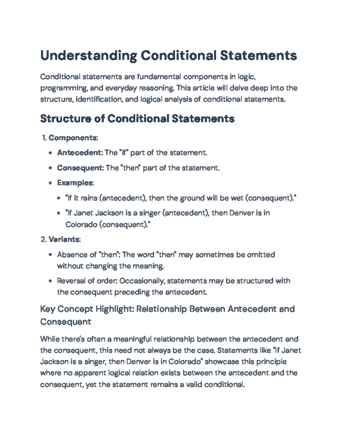 Understanding Conditional Statements: Structure, Logic & Applications ...