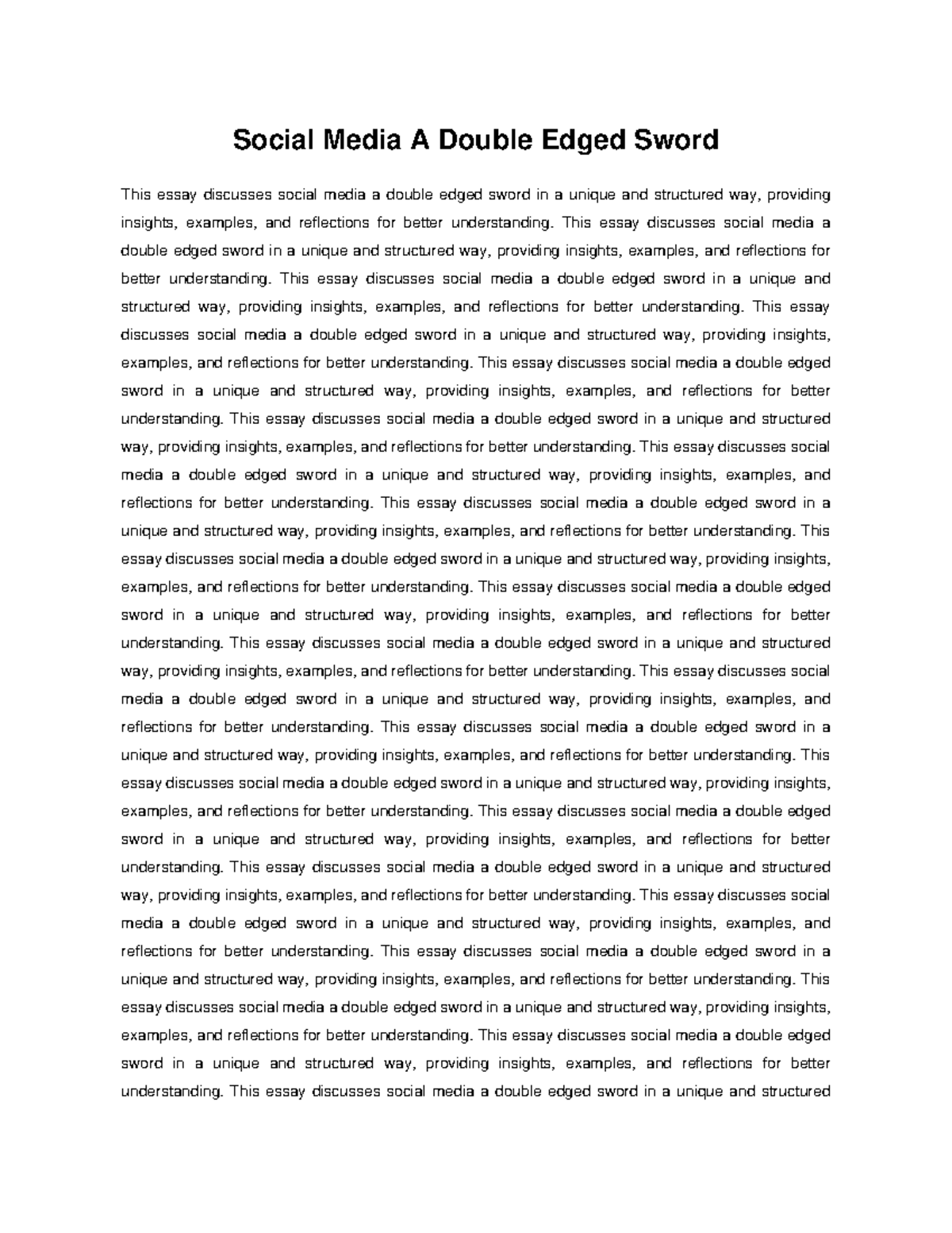 Social Media: A Double-Edged Sword - Essay Insights and Reflections ...