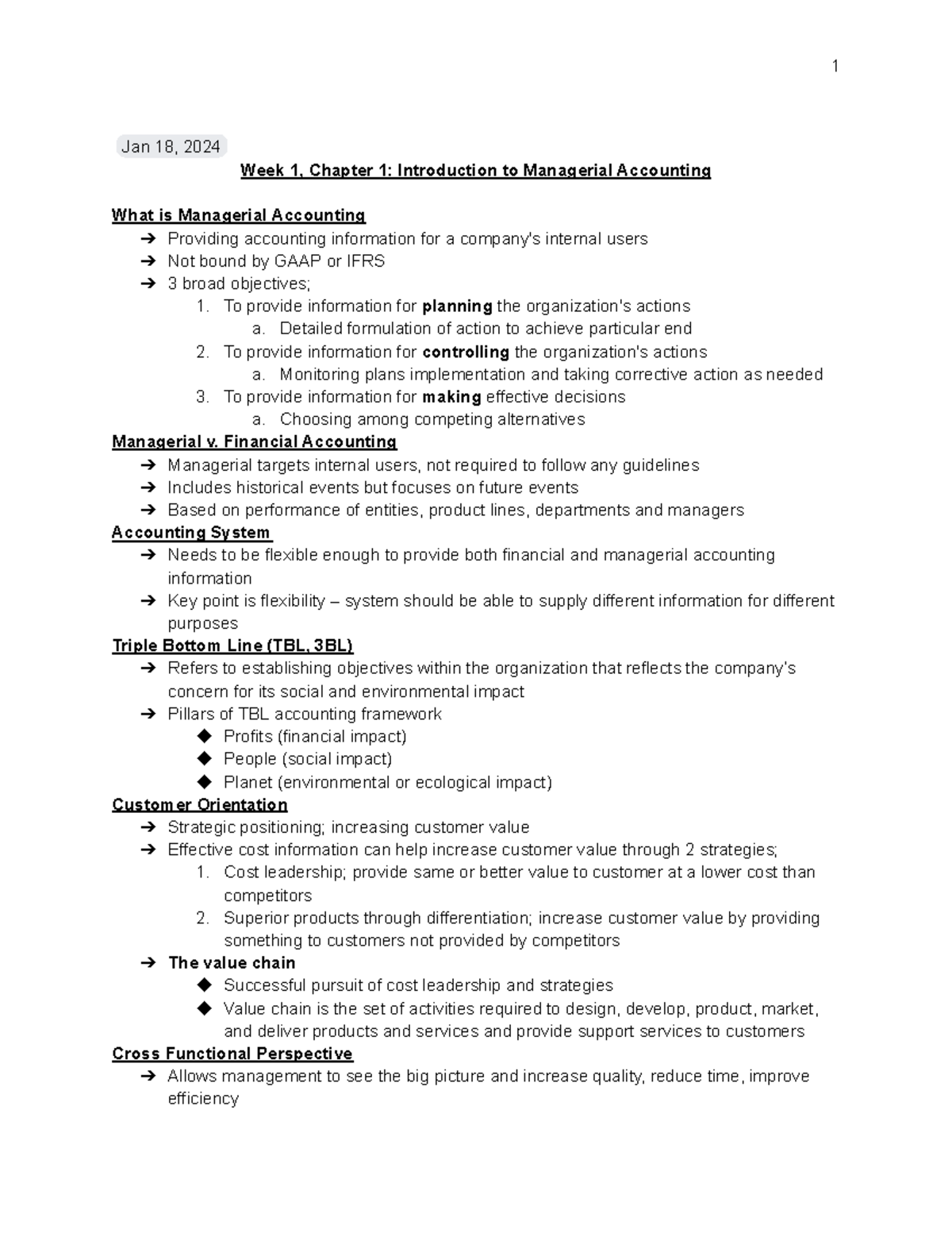 ACC 406 Final Notes - Jan 18, 2024 Week 1, Chapter 1: Introduction to ...