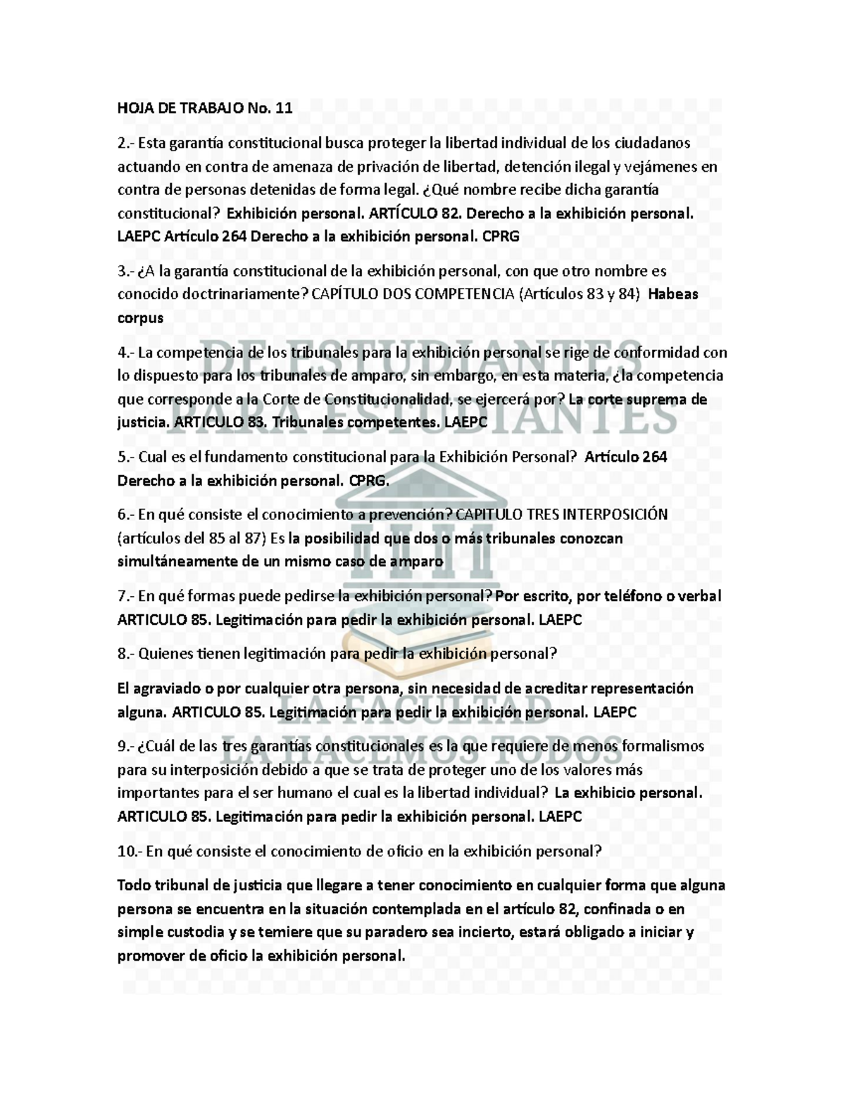 Material de Apoyo para el Examen Final de Constitucional LAEPC - Studocu