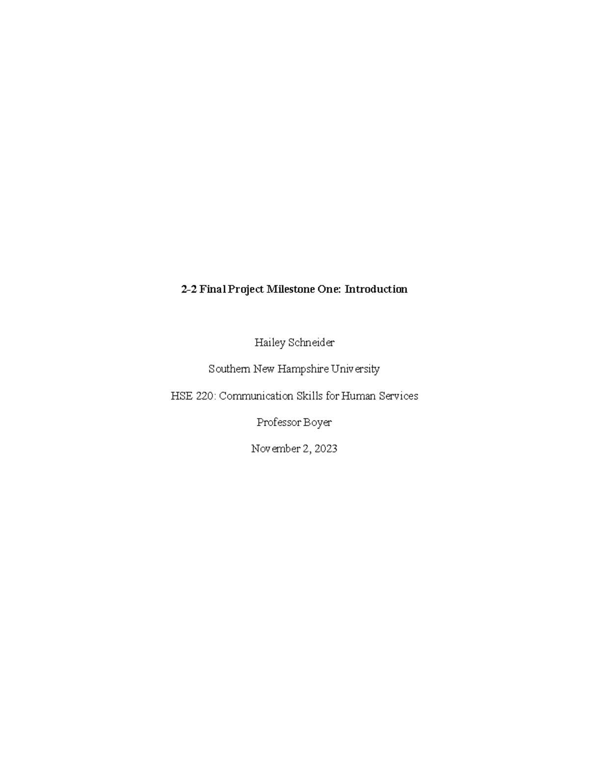HSE 220: 2-2 Final Project Milestone One Overview & Analysis - Studocu