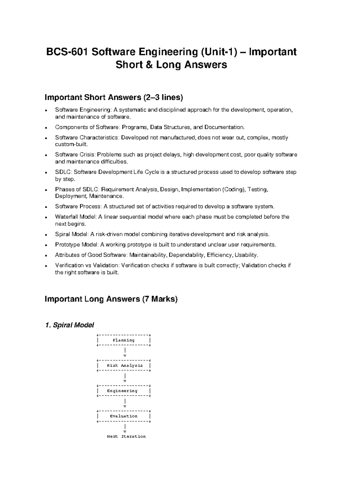 BCS601 Unit 1 Important Short & Long Answers on Software Engineering ...
