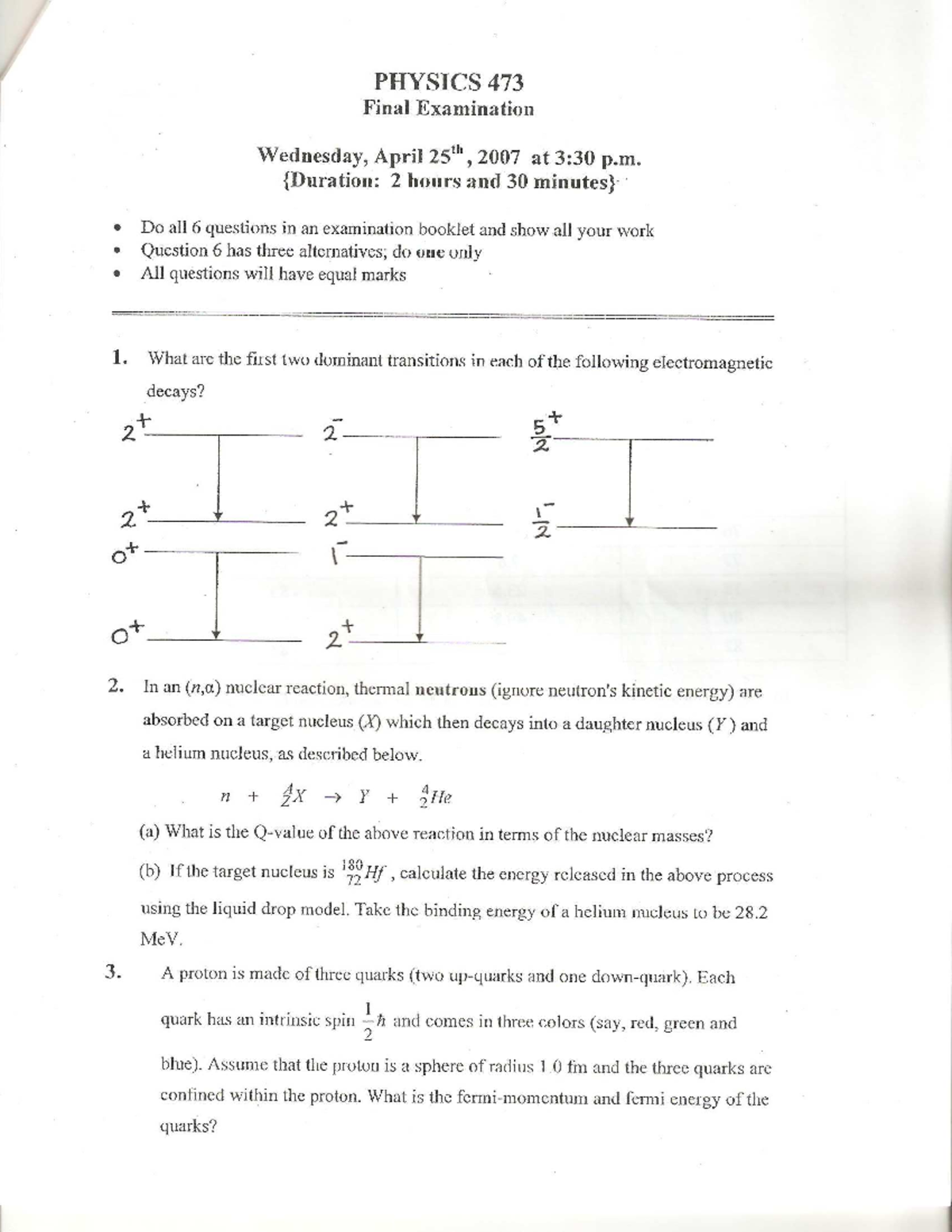 Final Exam Q&A 2007 - Comprehensive Review - Studocu