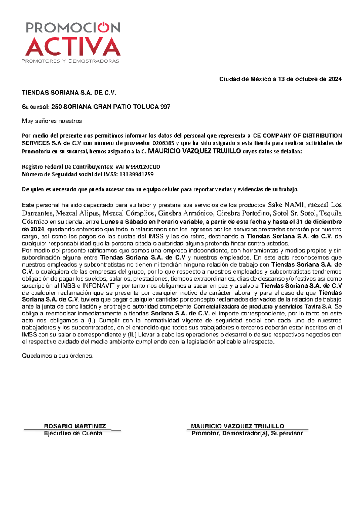 3 Soriana - fdfg - Ciudad de México a 13 de octubre de 2024 TIENDAS ...