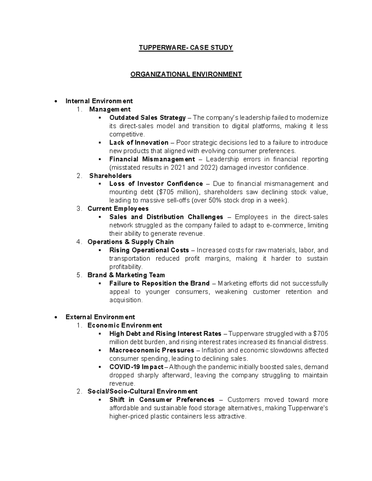 Tupperware Case Study Analysis - Group 6 Insights and Implications ...