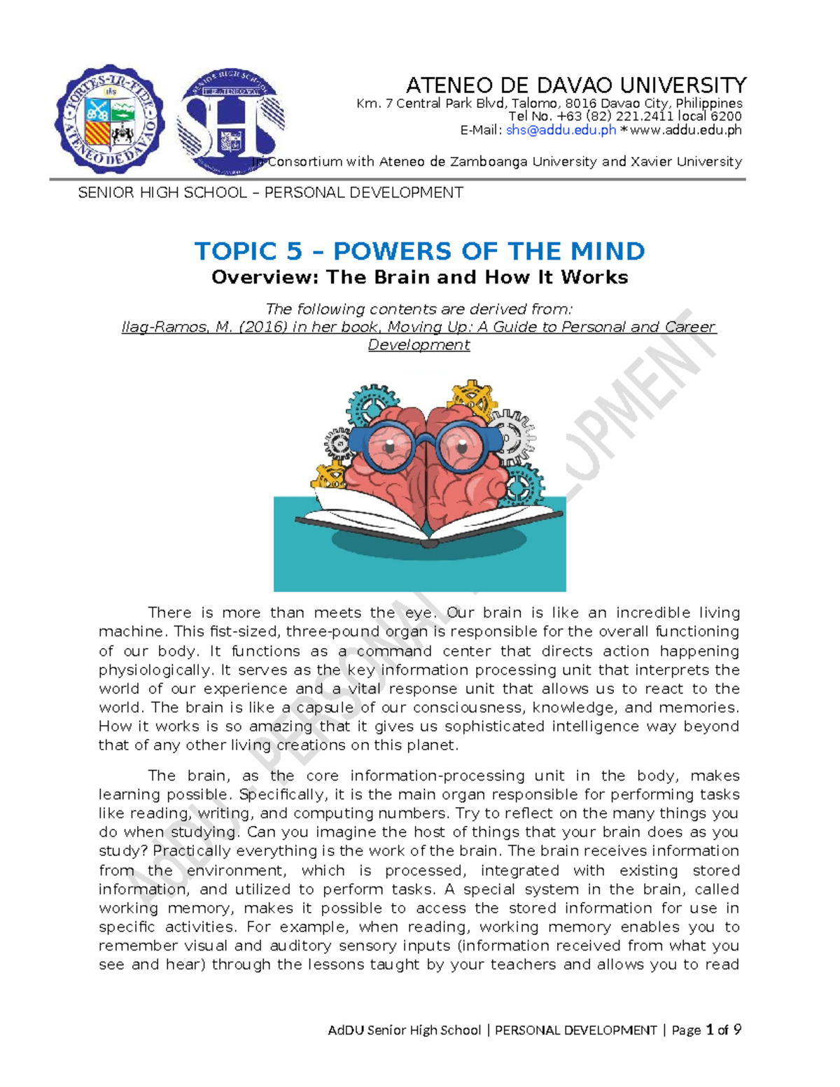 Per Dev Notes (SHS) Topic 5: Powers of the Mind Overview 2023 - Studocu