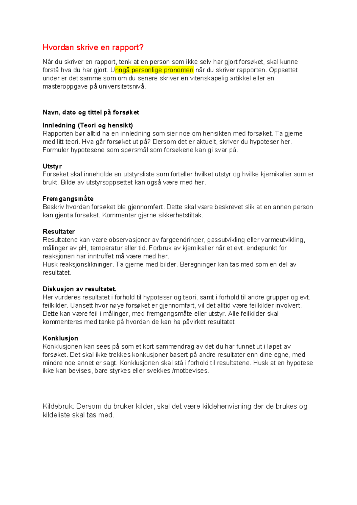Hvordan skrive rapport: Oppsett og struktur for universitetsnivå - Studocu