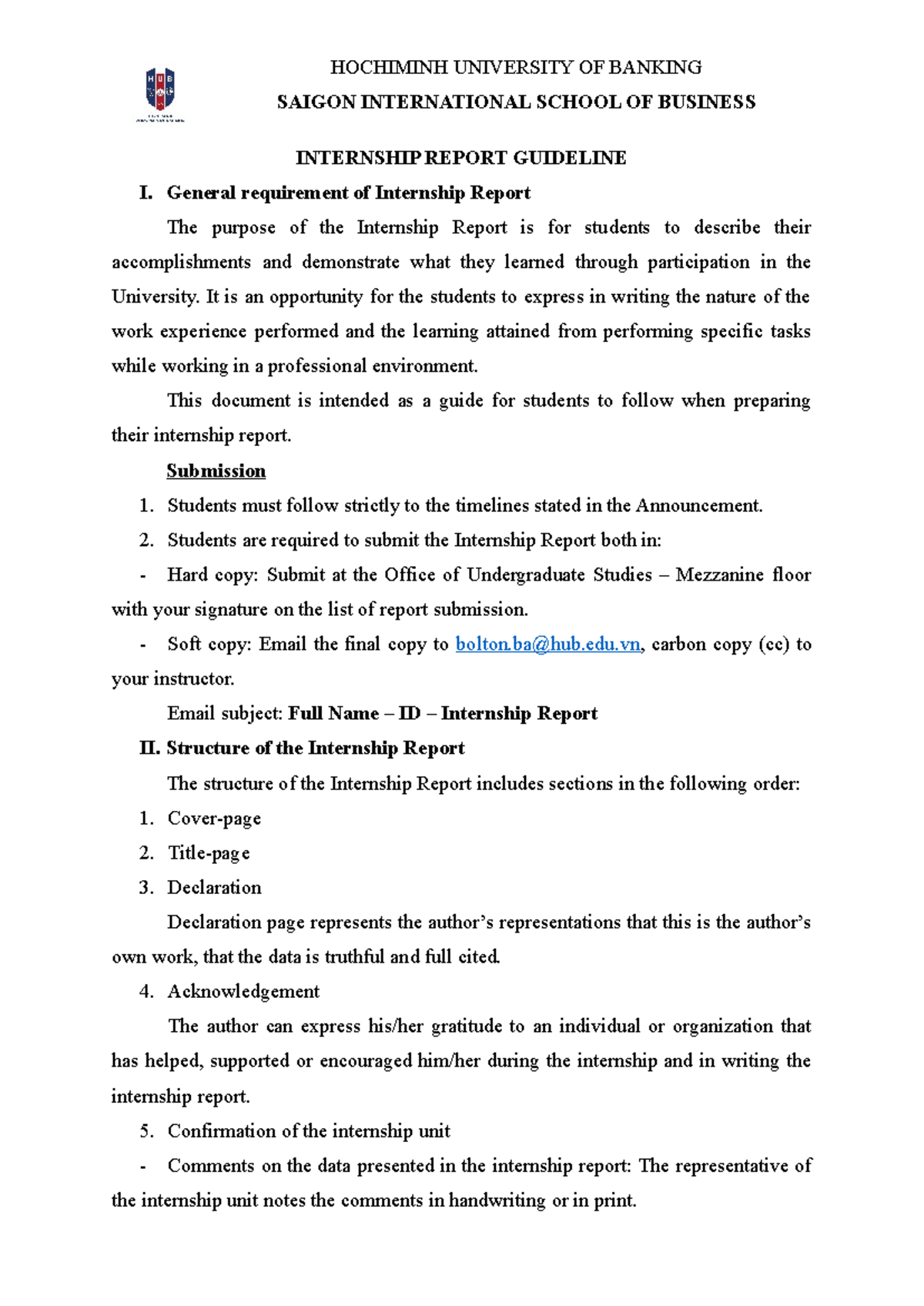 Internship Report Guidelines for IBP Business Management (IBP 2023 ...