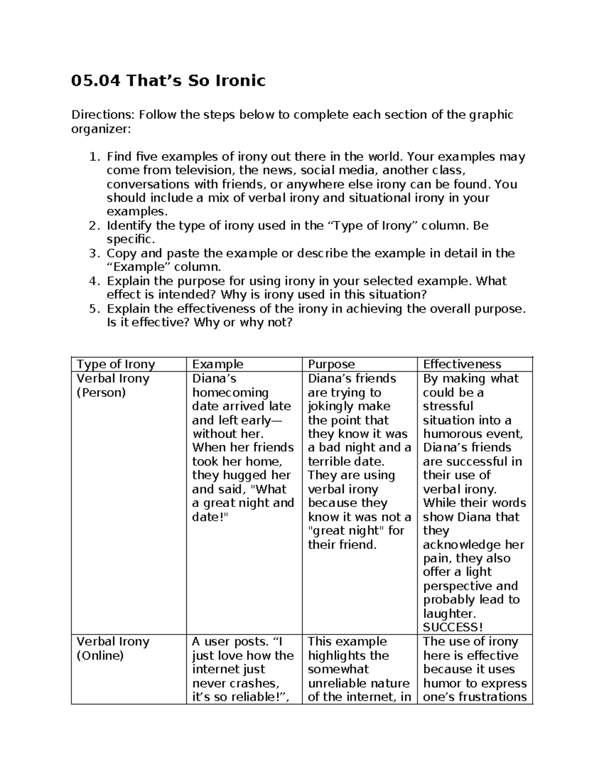 05.04 Exploring Irony: Examples & Analysis of Verbal & Situational ...
