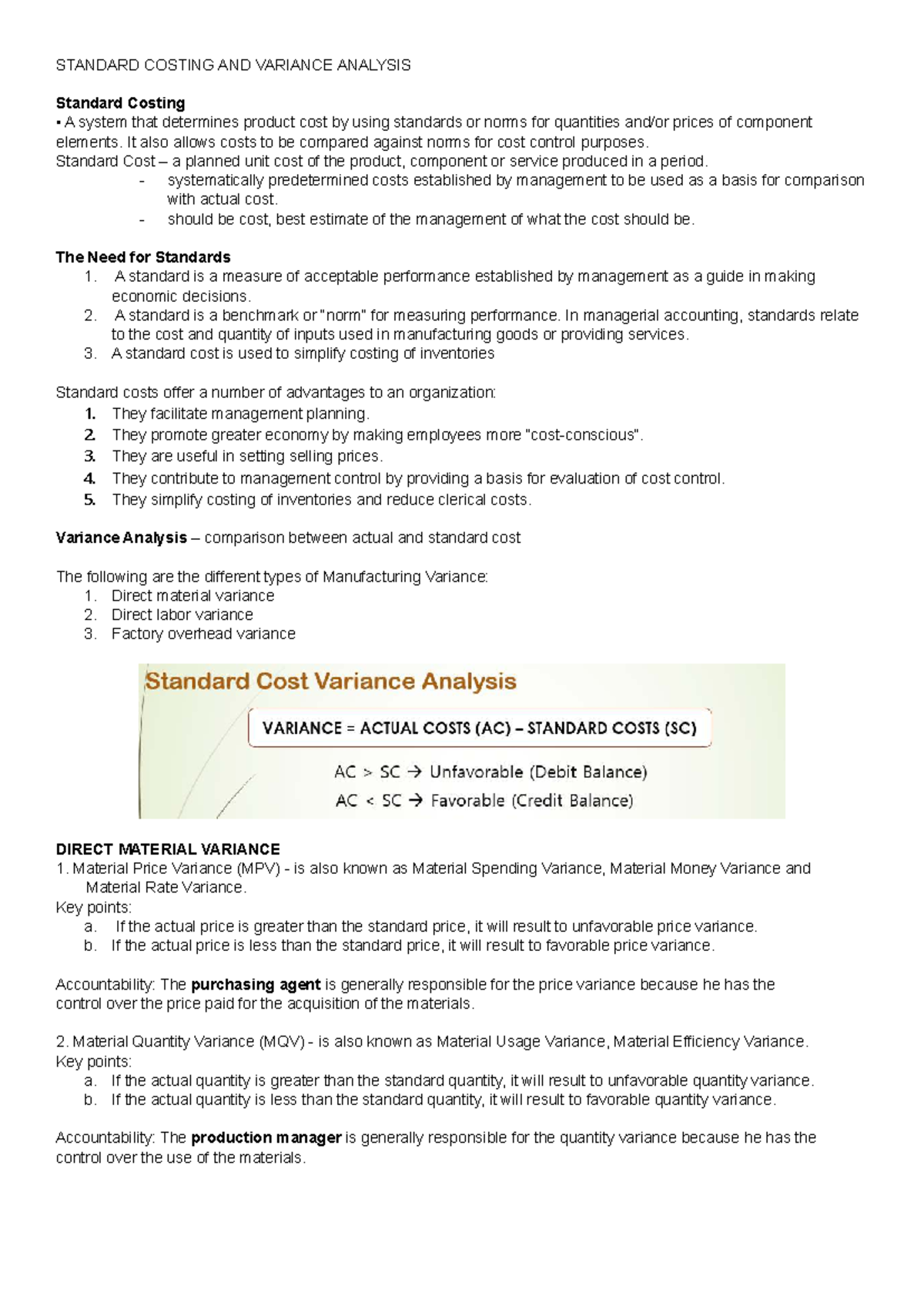 Module 4: Standard Costing & Variance Analysis Overview - Document Preview