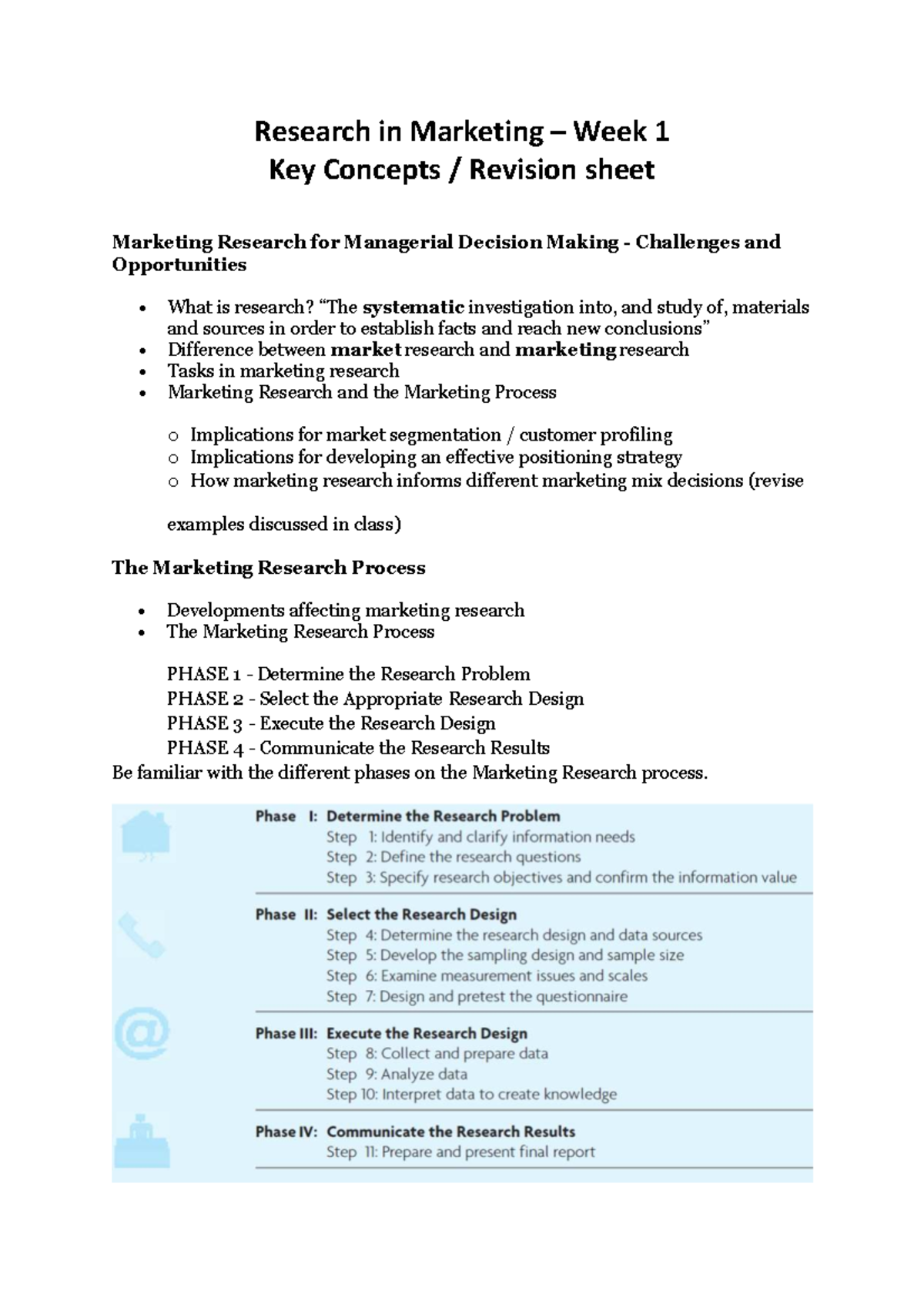 MKT 101 Week 1: Key Concepts in Marketing Research Revision - Studocu