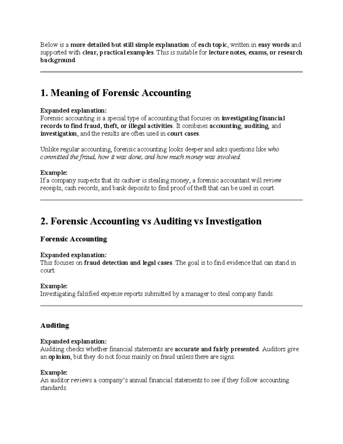 Forensic Accounting Overview: Key Concepts and Applications - Studocu