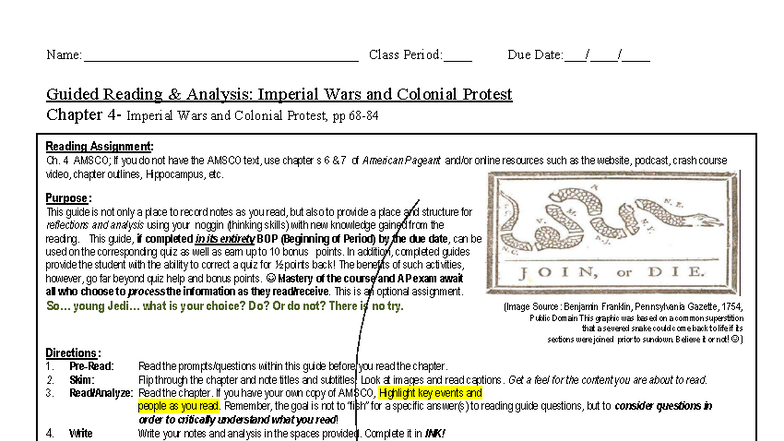 Guided Reading Analysis: Imperial Wars & Colonial Protest (Ch. 4) - Studocu