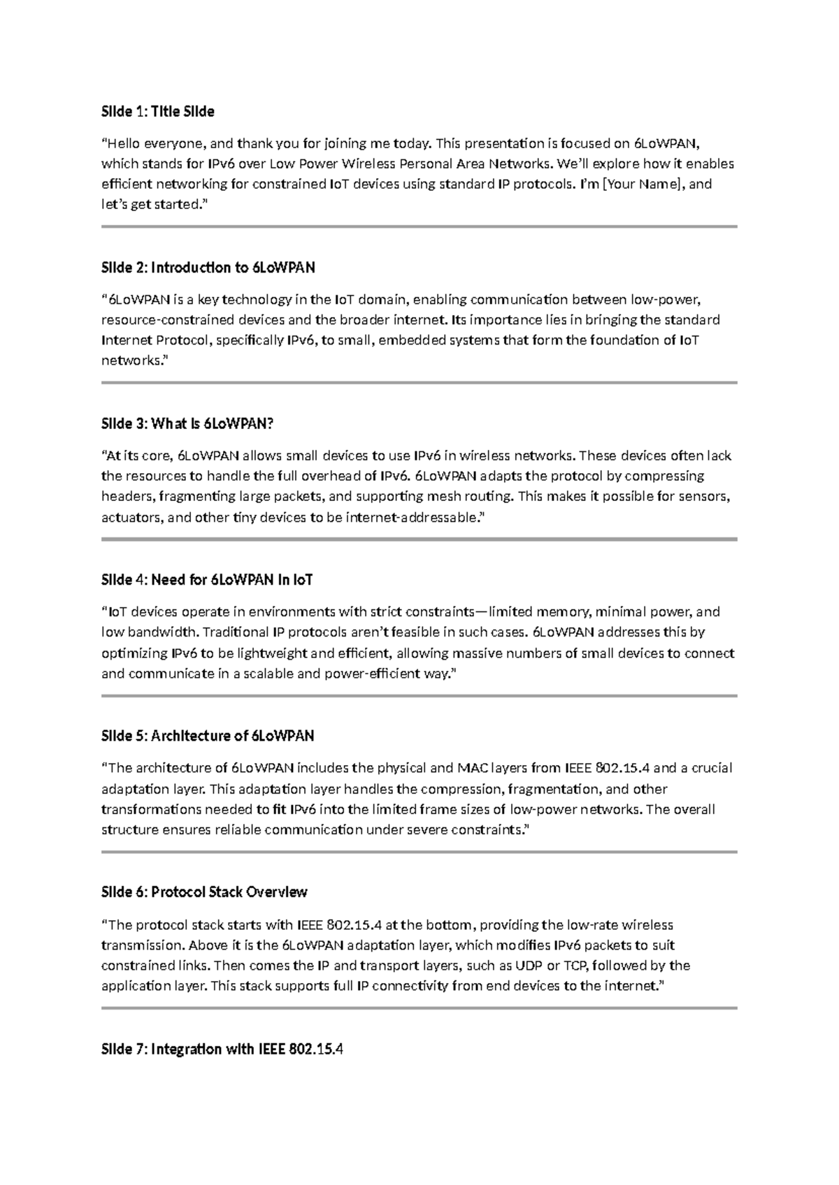 6LoWPAN Overview: Key Concepts and Architecture for IoT - Studocu