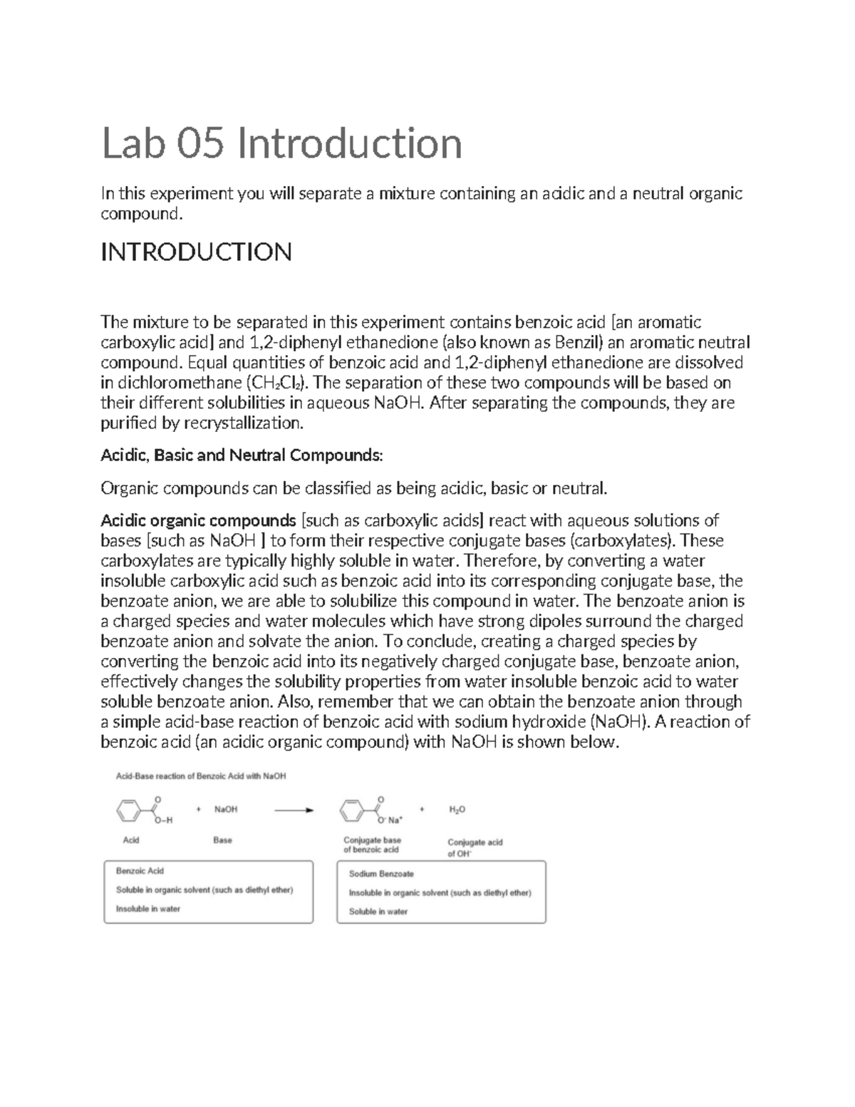 Lab 05: Separation of Acidic and Neutral Organic Compounds - Studocu