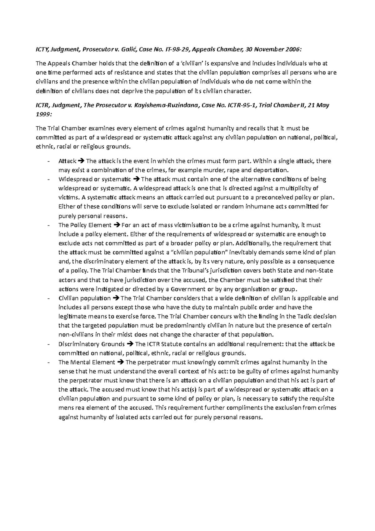 ICTY & ICTR Judgments on Crimes Against Humanity in Case No. GBB ...