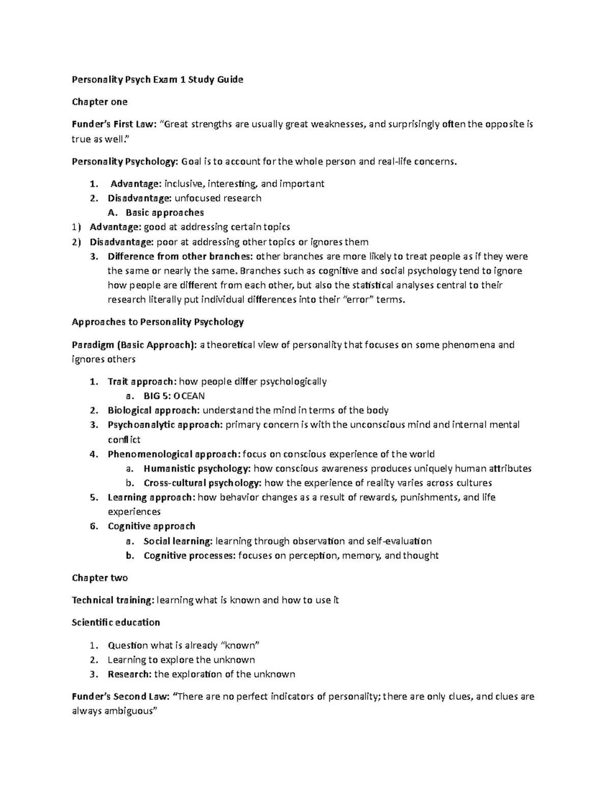 Personality Psych 101 Exam 1 Study Guide: Key Concepts & Data Types ...