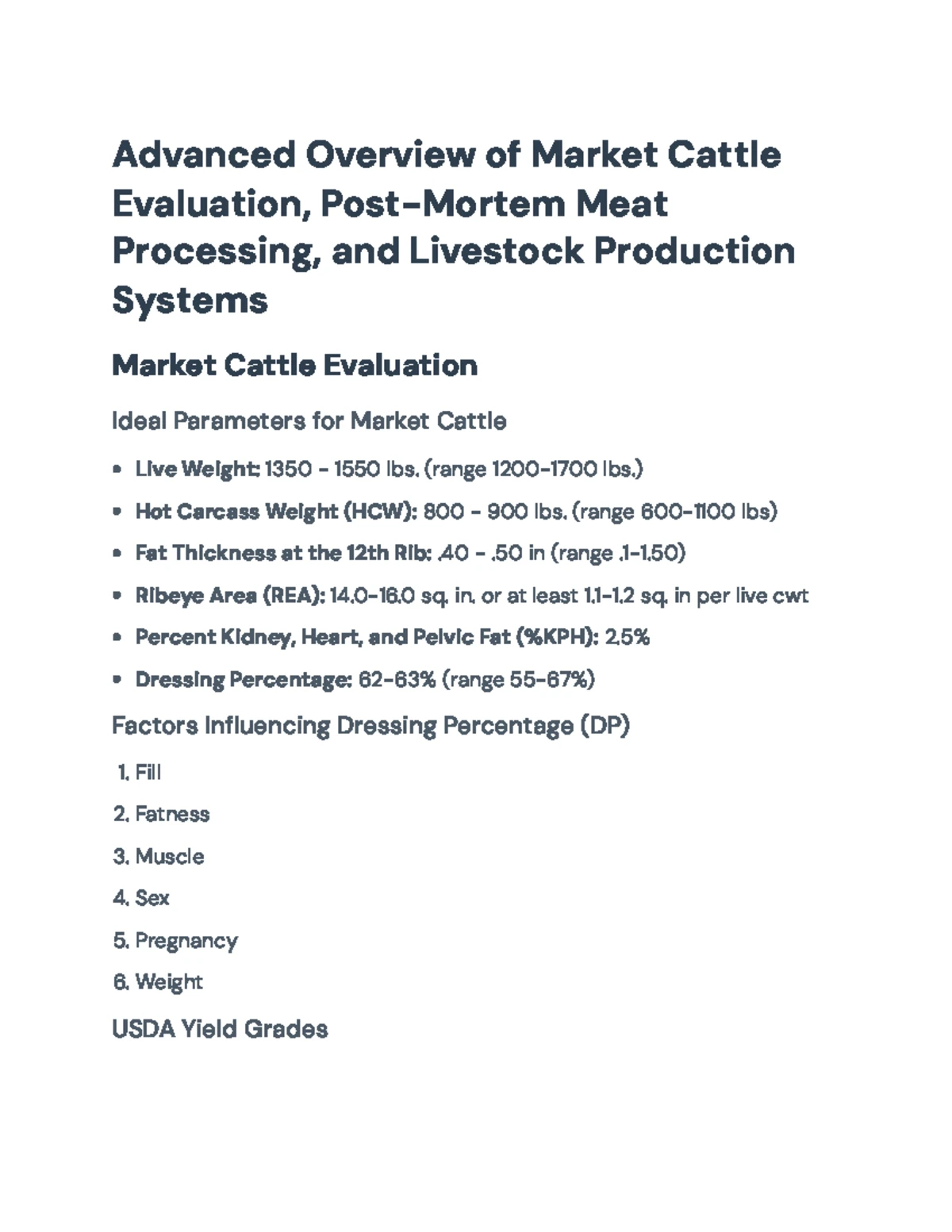 Comprehensive Guide to Market Cattle Evaluation and Meat Production ...
