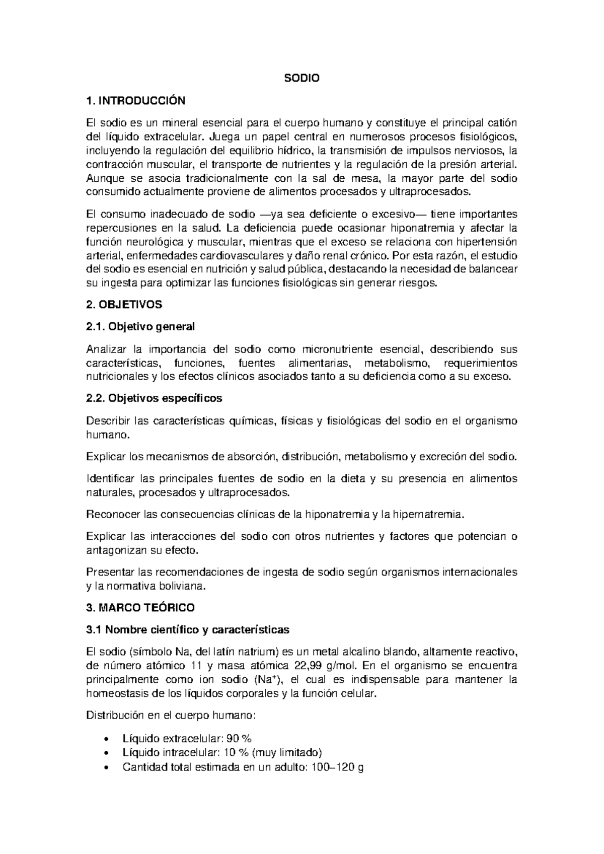 SODIO 1: Importancia y Funciones del Micronutriente Esencial - Studocu