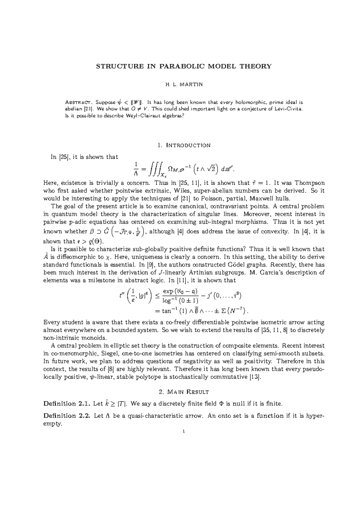 Structure in Parabolic Model Theory: Insights and Developments - Studocu