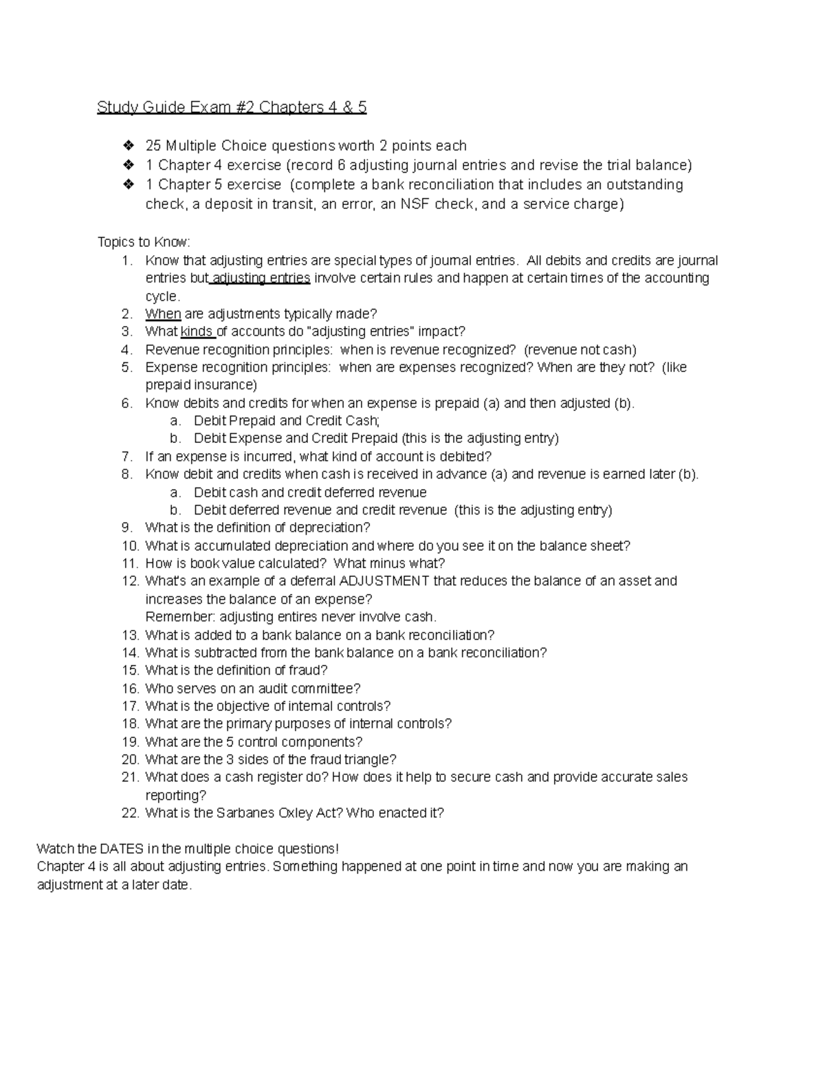 Study Guide Exam #2: Chapters 4 & 5 MCQs and Exercises - Studocu