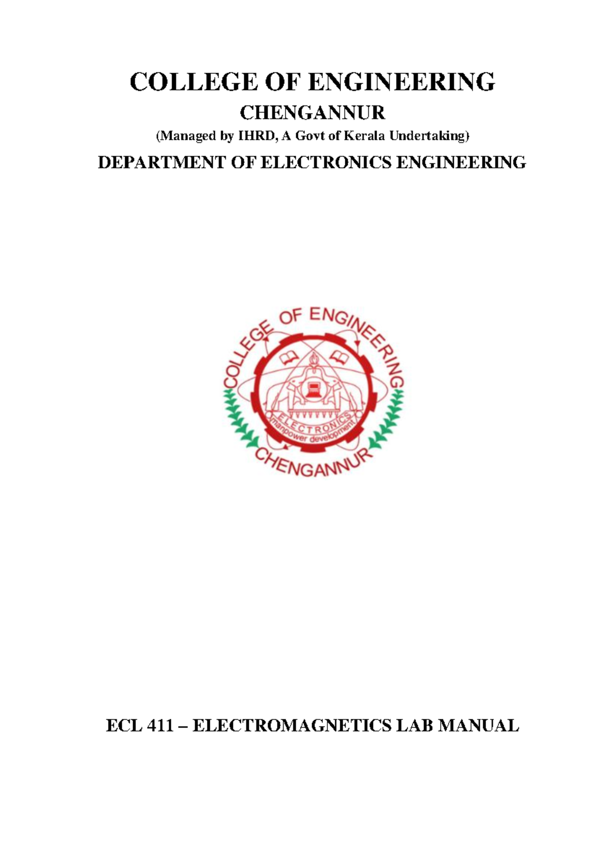 ECL 411 Electromagnetics Lab Manual: Microwave Components & Experiments ...