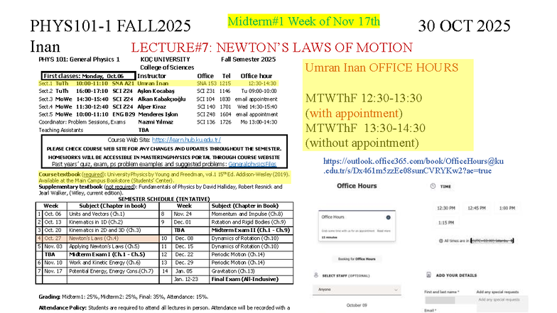 PHYS 101: Laws of Motion Lecture Notes - Fall 2025 - Studocu