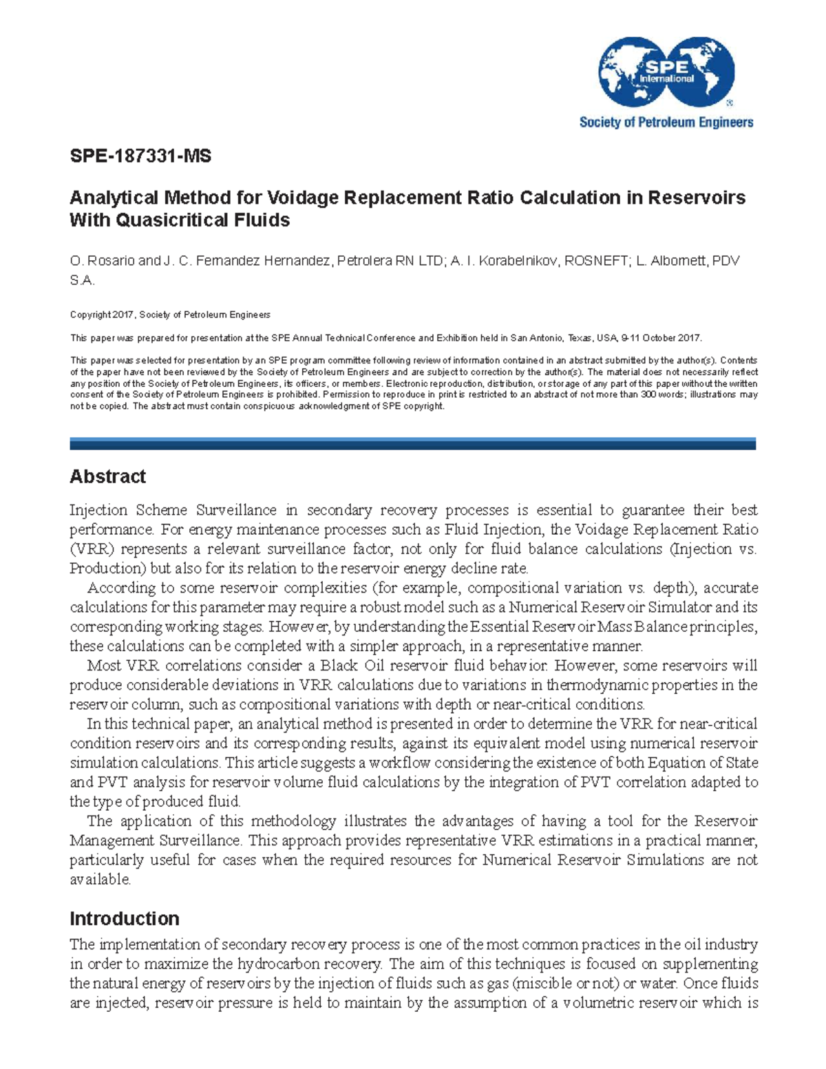 Analytical Method for VRR Calculation in Quasicritical Fluid Reservoirs ...
