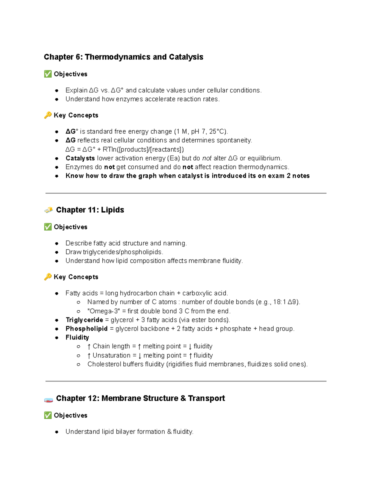 Biochem 3 Exam Study Guide: Thermodynamics, Lipids & Glycolysis - Studocu
