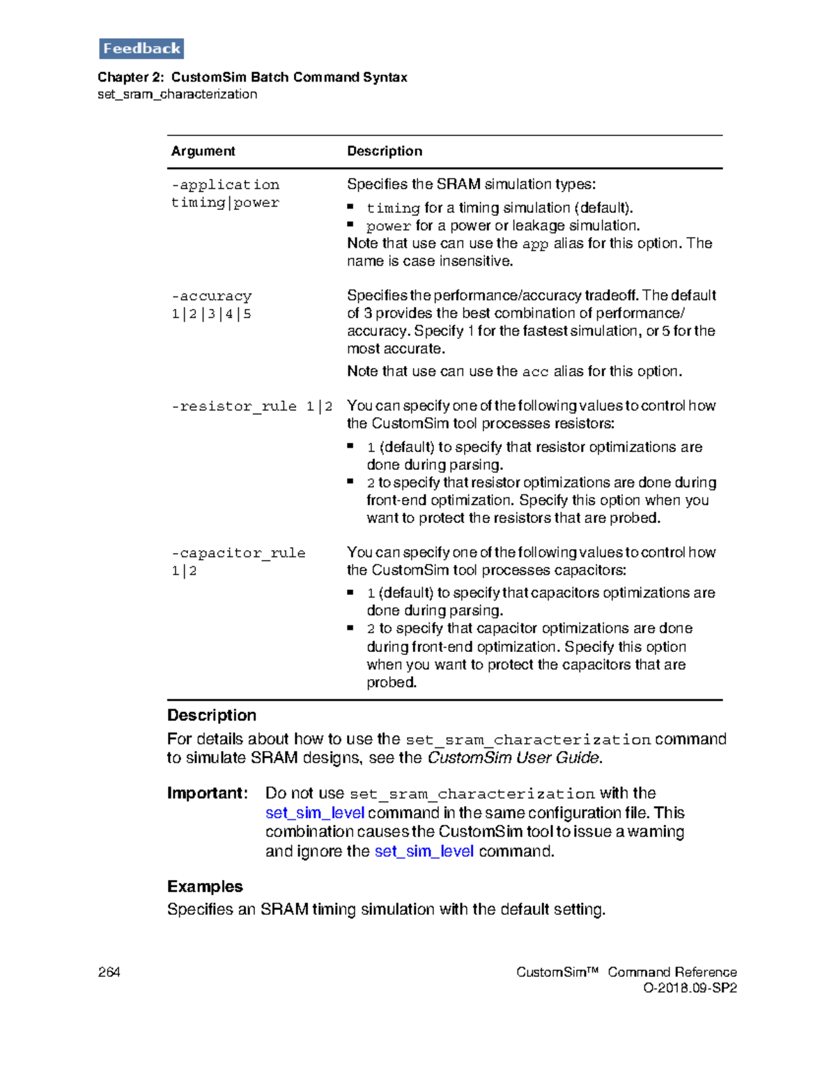 Chapter 2: CustomSim Batch Command Syntax & set_sram_characterization ...