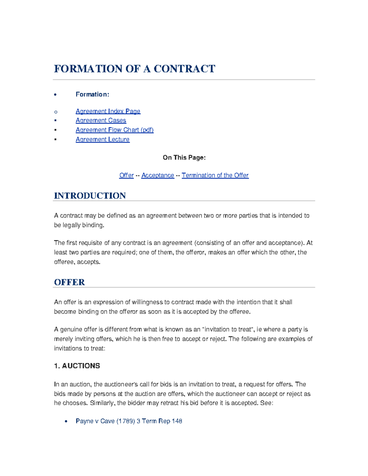 Contract Law Notes: Formation, Offer, and Acceptance Explained - Studocu
