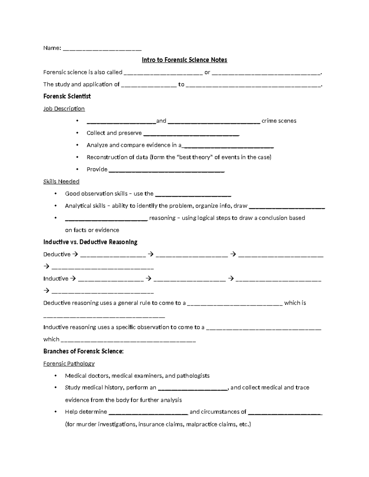 Intro to Forensic Science GN - Comprehensive Study Notes - Studocu