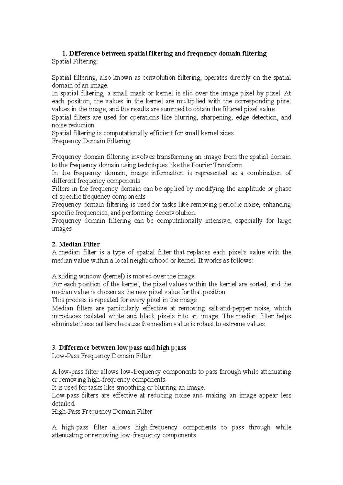 18CSE353T Digital Image Processing Concepts & Techniques - Exam Notes ...