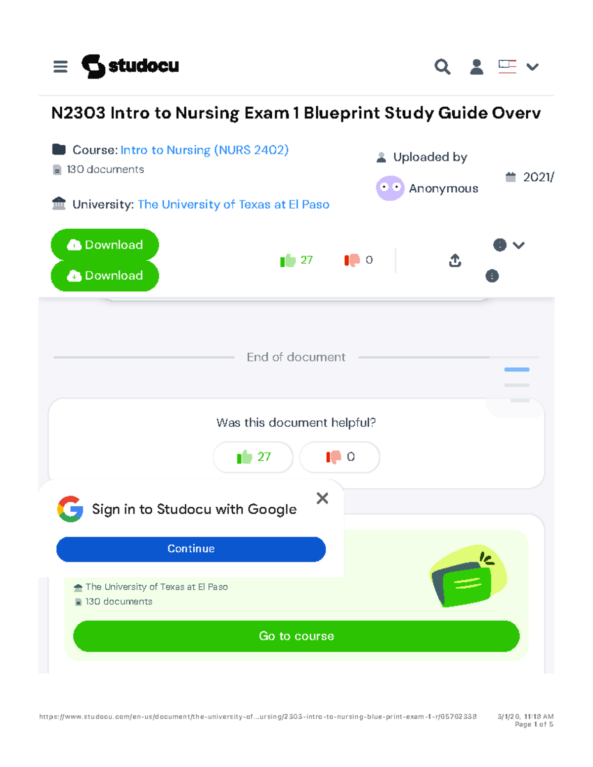 N2303 Intro to Nursing Exam 1 Study Guide: Key Concepts Overview - Studocu