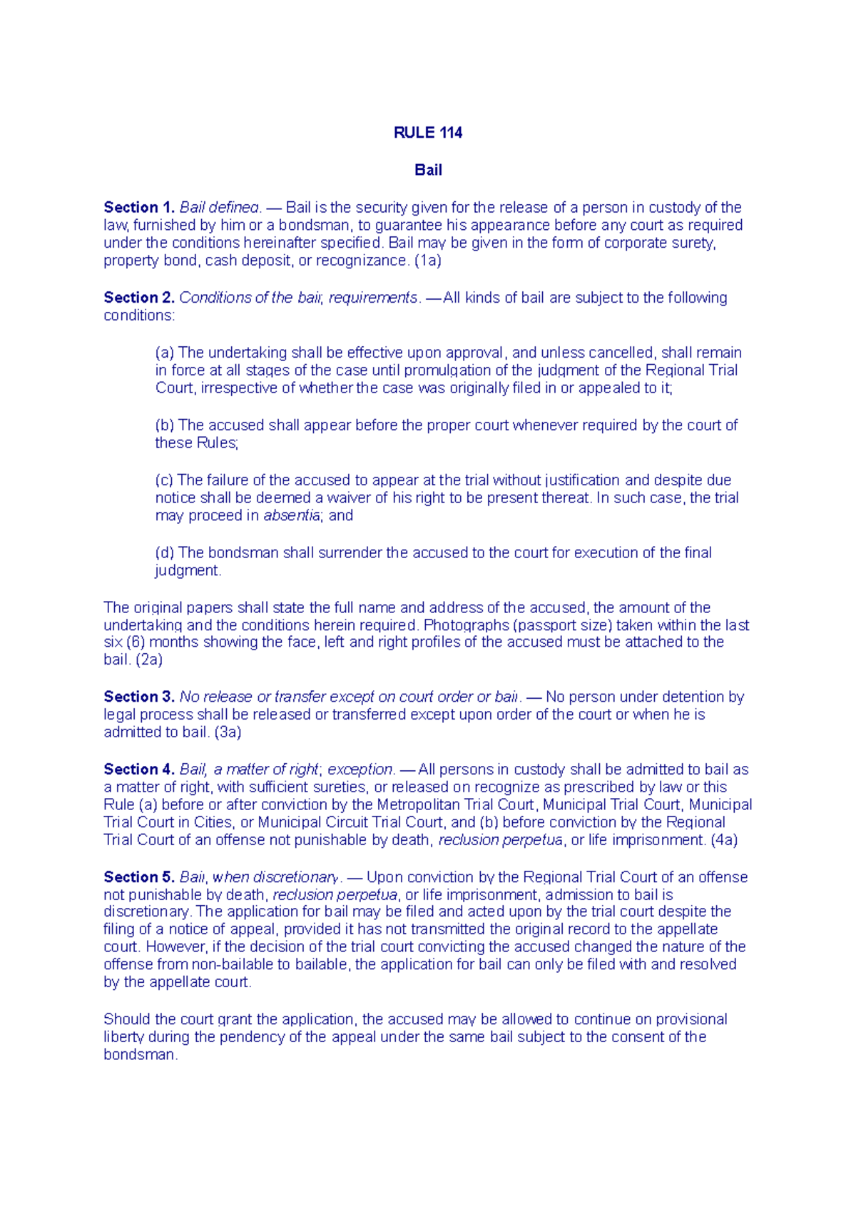 Criminal Procedure Review: Finals Coverage on Bail Rules and ...