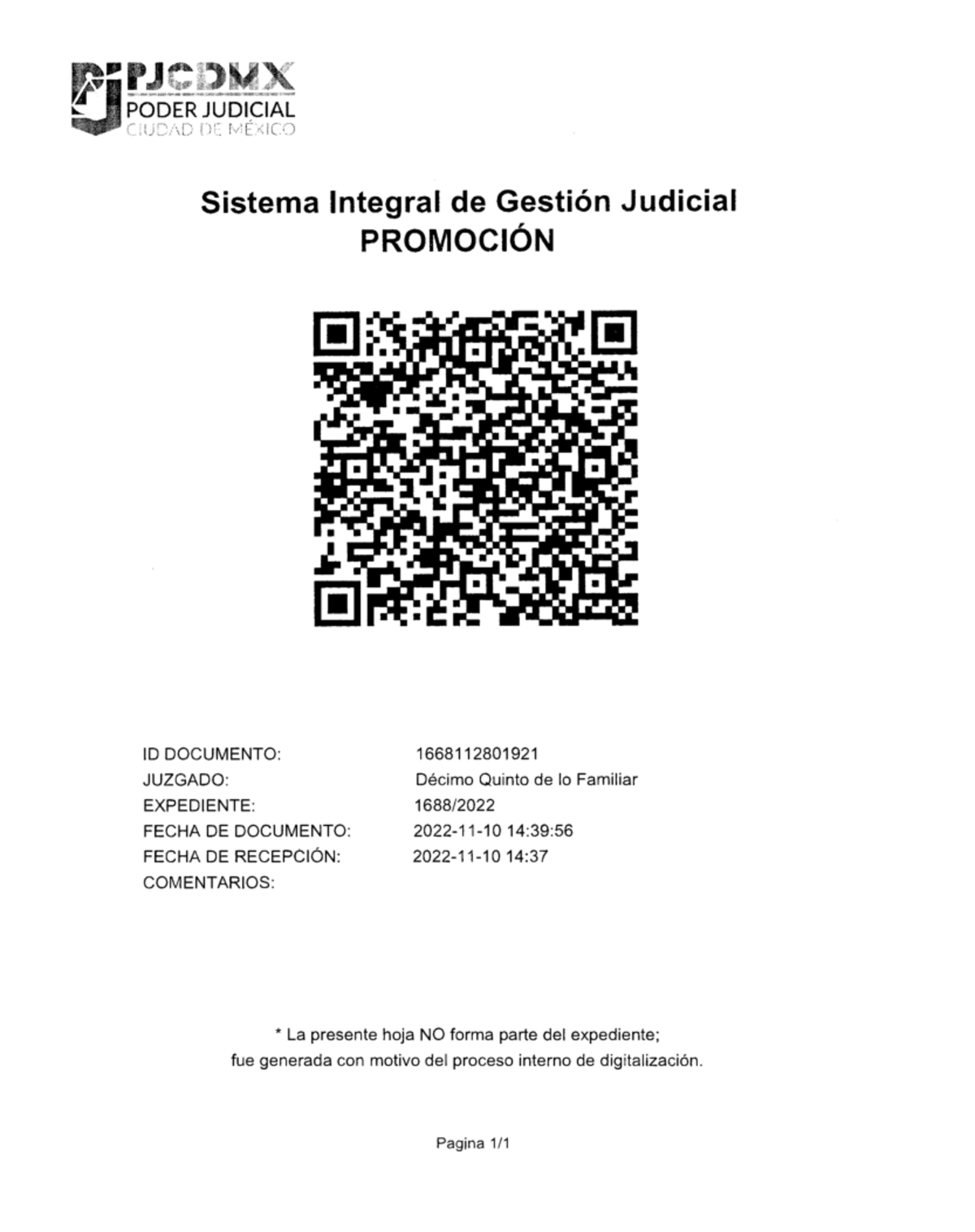 Promoción Judicial - Caso 1688/2022 en el Juzgado Familiar - Studocu