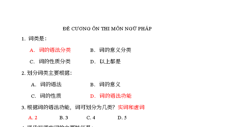 ĐỀ CƯƠNG ÔN THI MÔN NGỮ PHÁP 638639572 - Document Preview