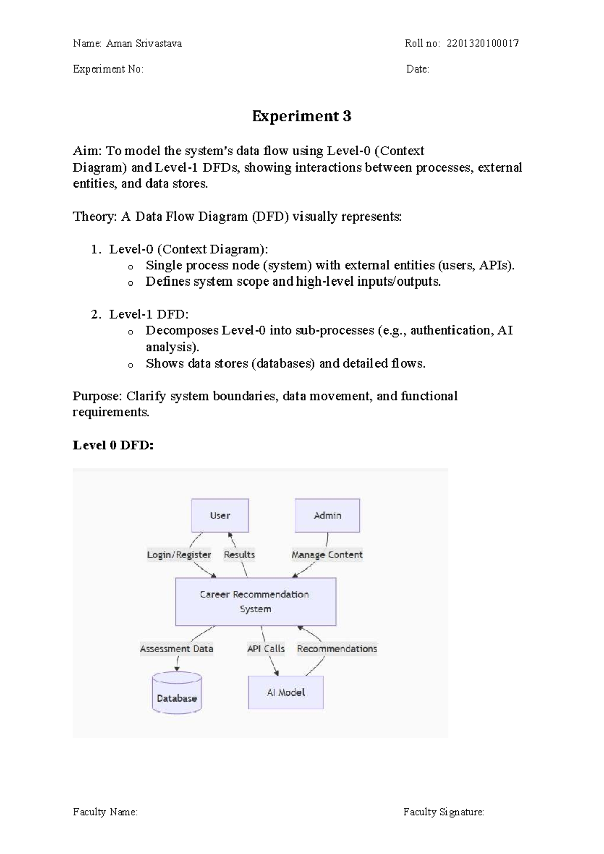 SE Lab Practical Work: Data Flow, Class, Sequence, State, Component, ER ...
