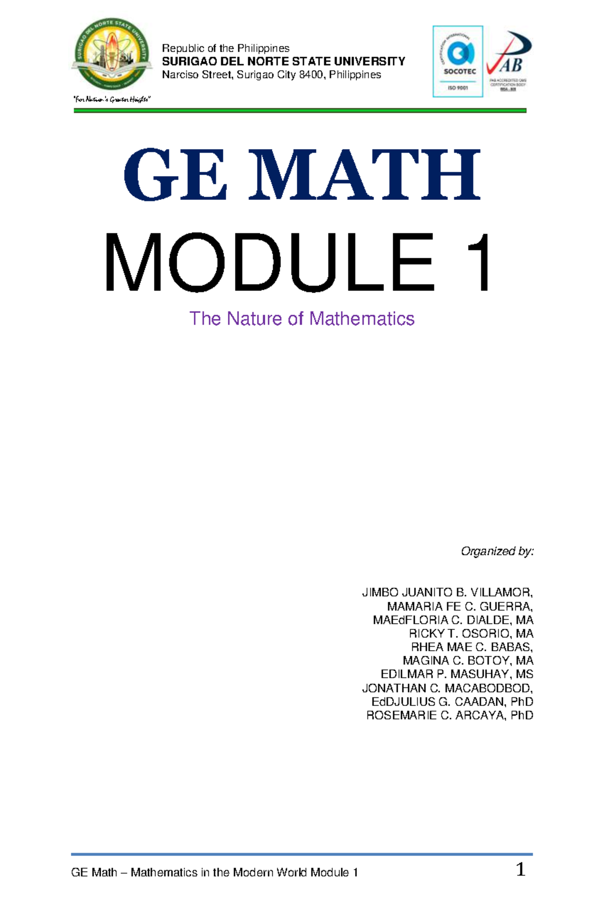 GE Math Module 1: The Nature of Mathematics and Patterns in Nature ...