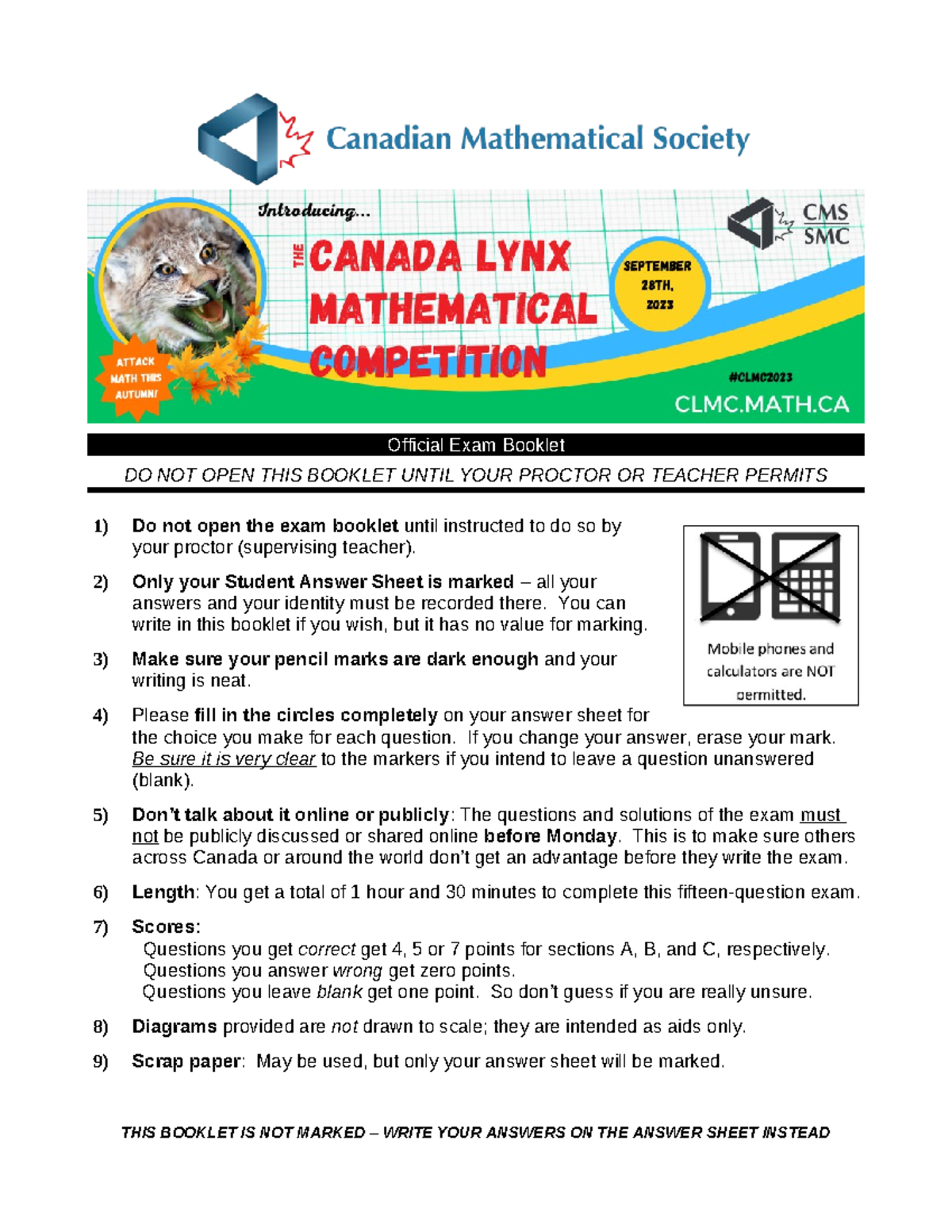 CLMC English Final Exam Booklet Guidelines and Instructions - Studocu