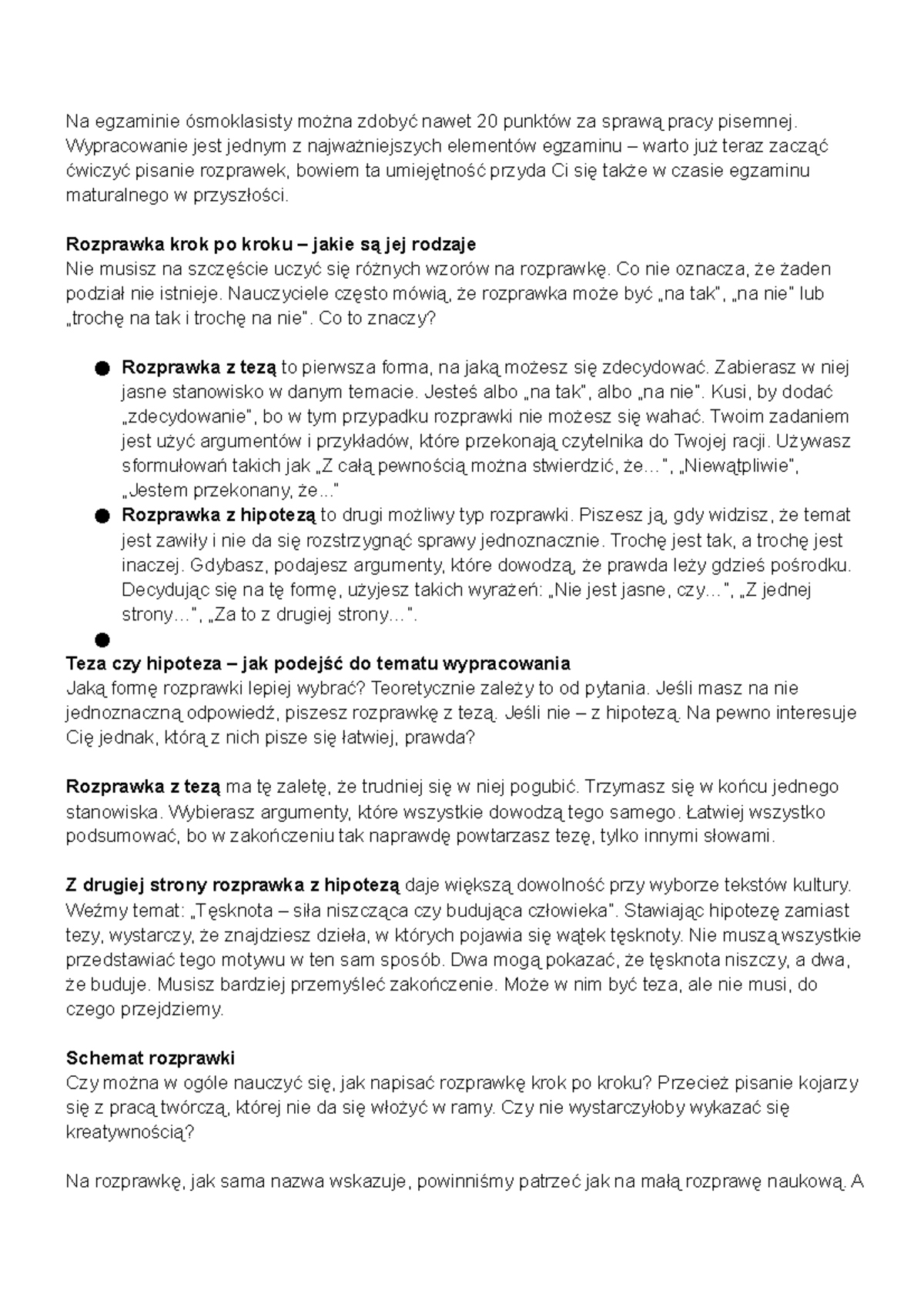 Jak napisać rozprawkę krok po kroku - poradnik do egzaminu - Studocu