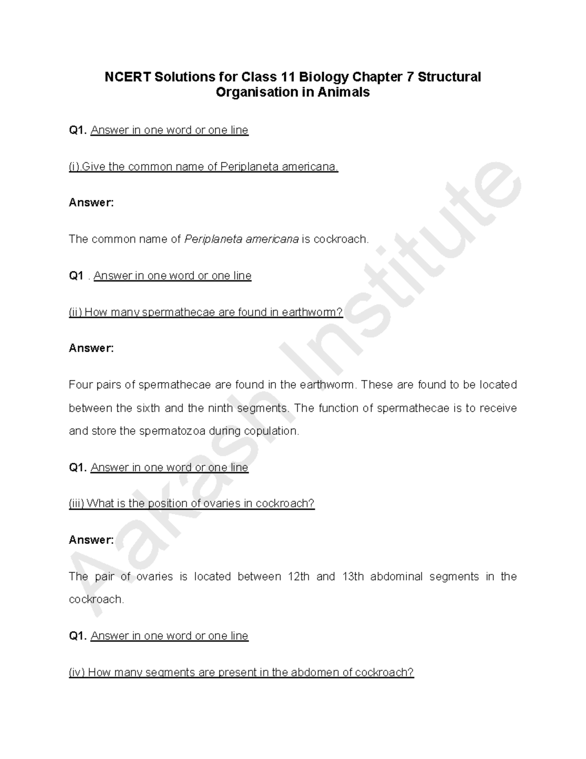 NCERT Solutions for Class 11 Biology: Chapter 7 - Structural ...