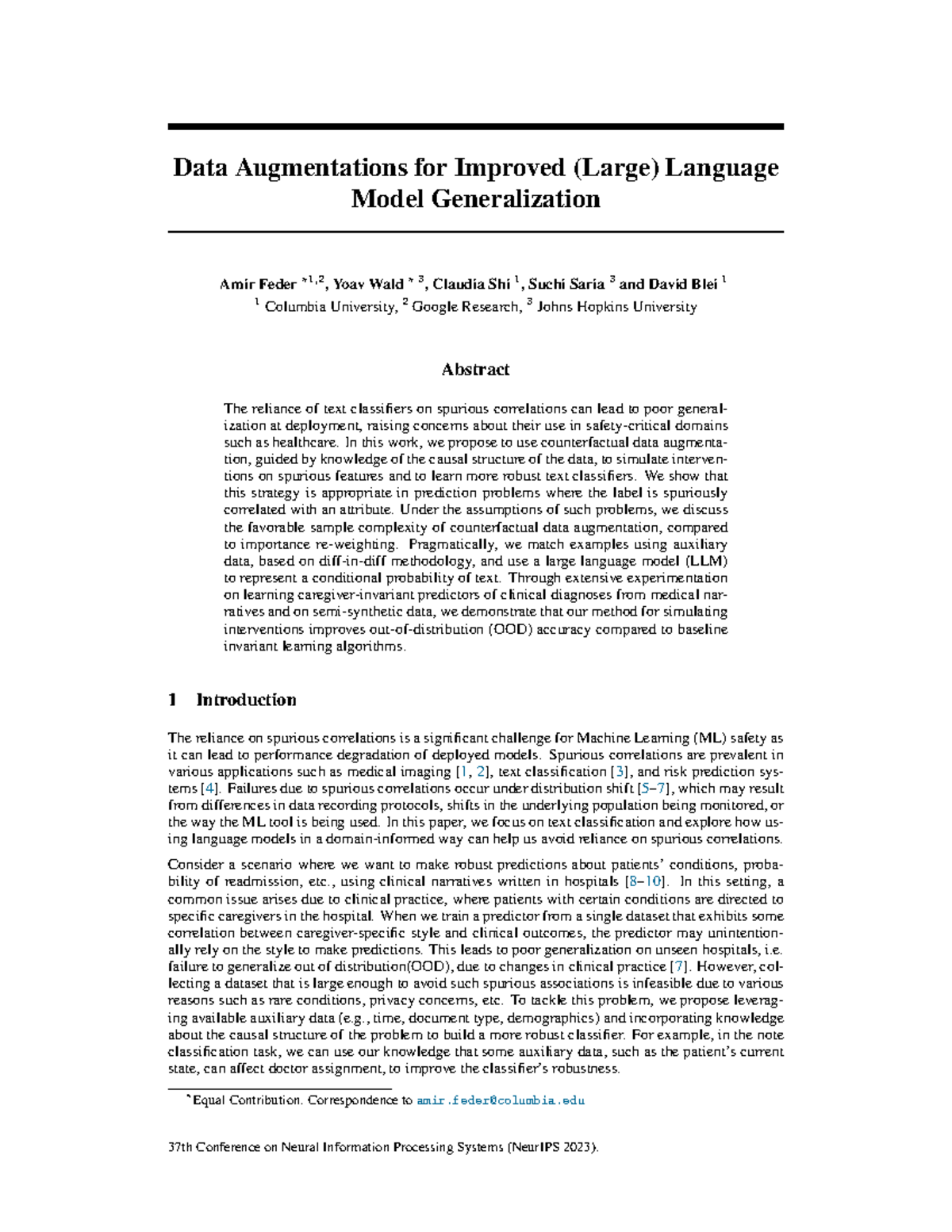 NeurIPS 2023: Data Augmentations for Enhanced LLM Generalization - Studocu