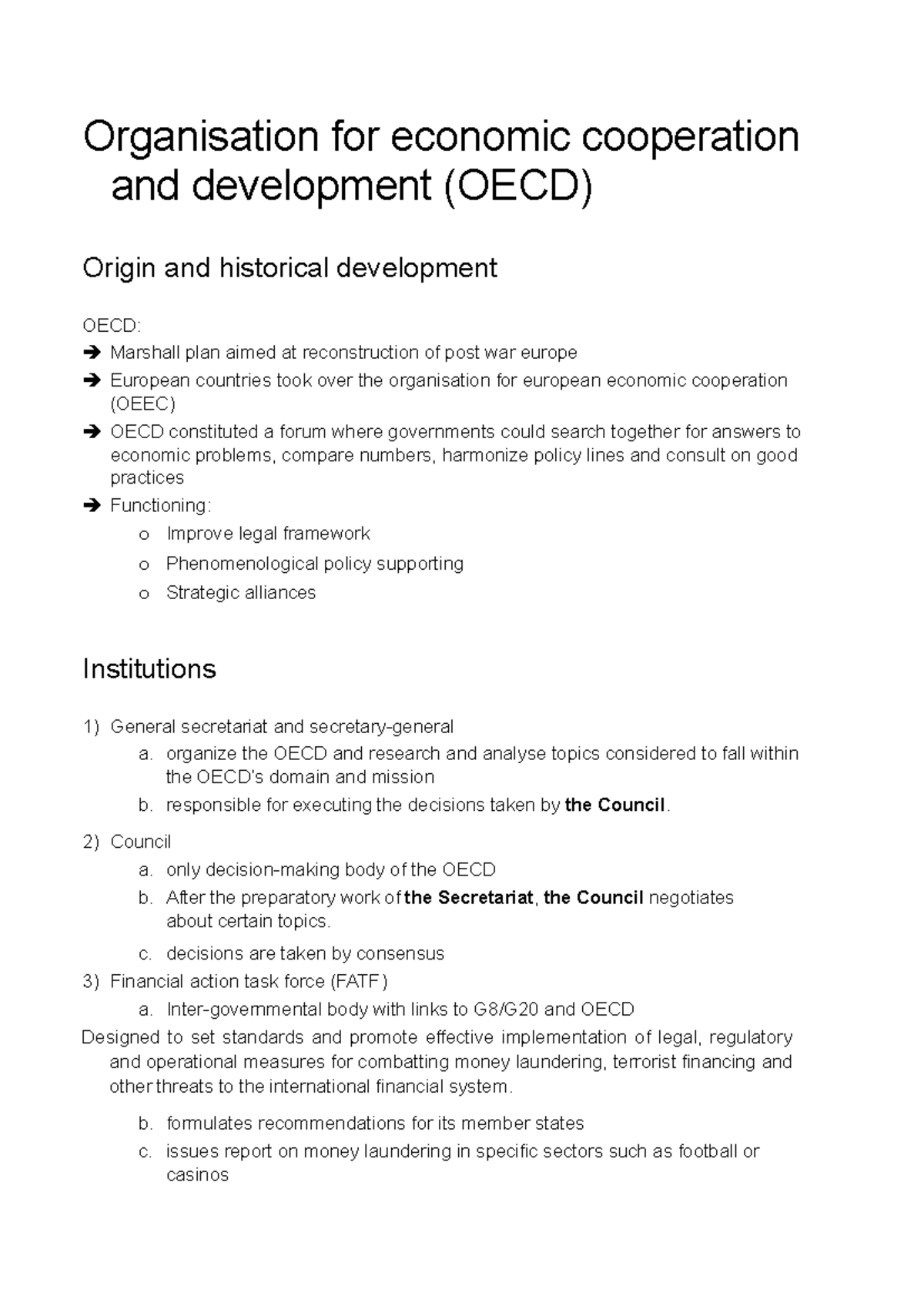 OECD: Historical Development and Functioning Overview - Studocu