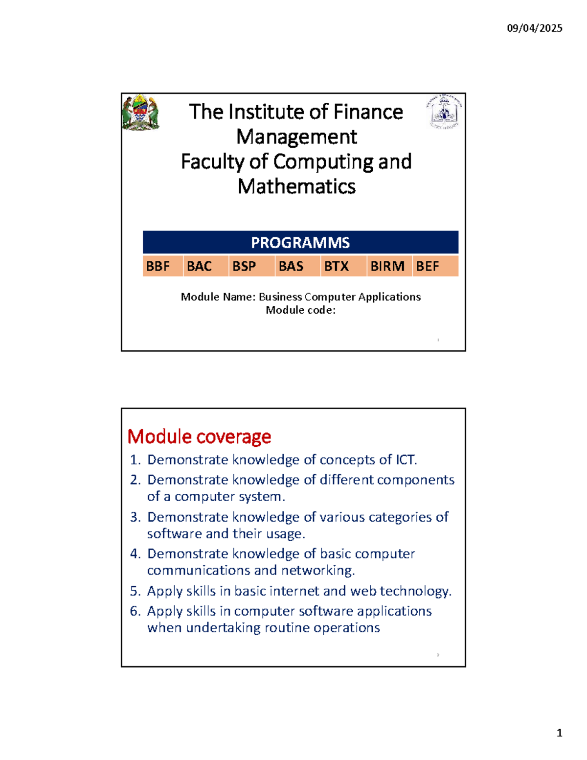 Lecture 1: Overview of Business Computer Applications (Module 1) - Studocu