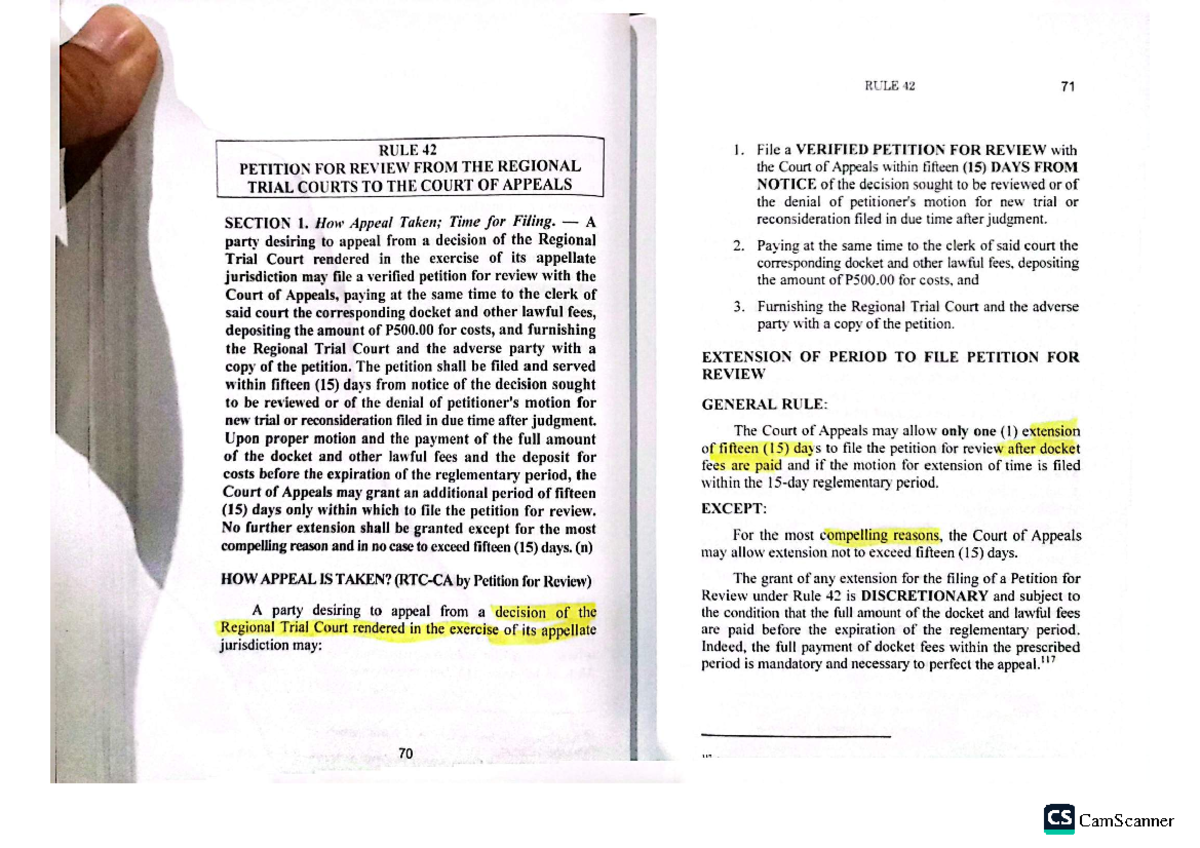 Rule 42-45: Petition for Review and Appeal Procedures in the Court of ...