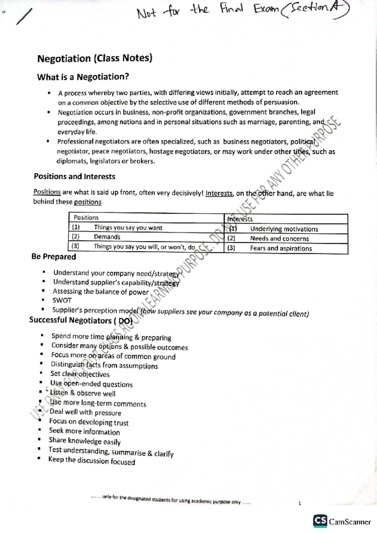 Negotiation - Lecture Notes (CS 101) for Final Exam Preparation - Studocu