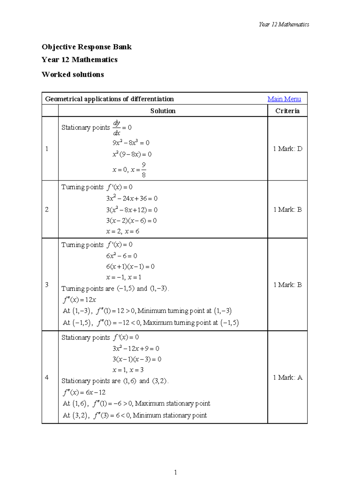 Year 12 Mathematics MCQ HSC Exam Answers and Solutions - Studocu